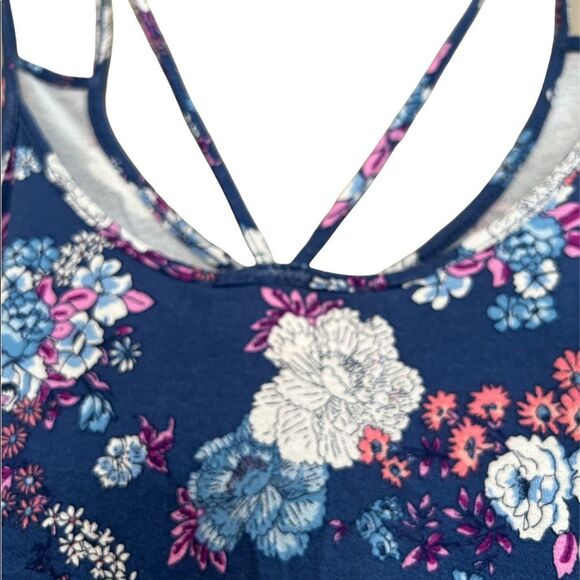 Pink Republic Blue Magenta Floral Crop Spaghetti Strap Cami Tank Size S - Picture 9 of 13